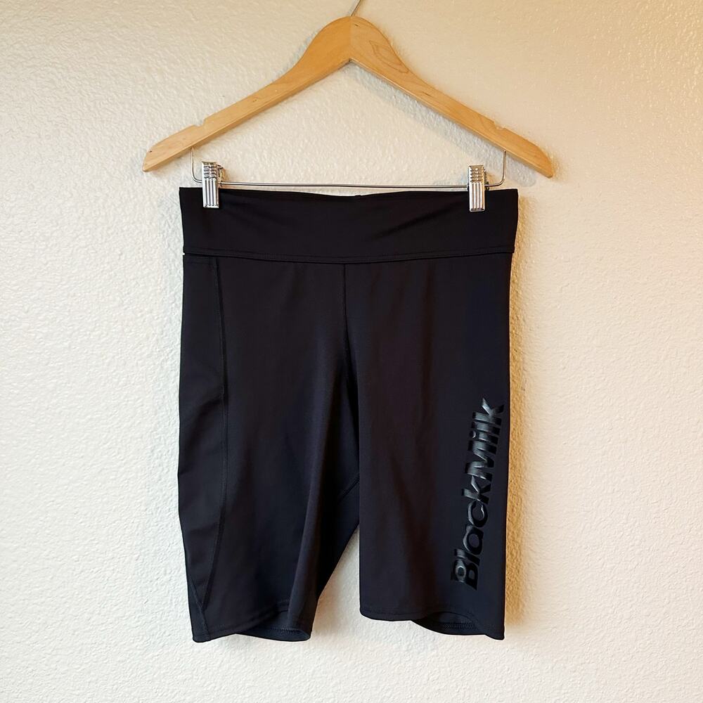 BlackMilk Spellout Black Biker Athletic Shorts Women's sz L